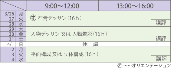 2012春期講習油画スケジュール