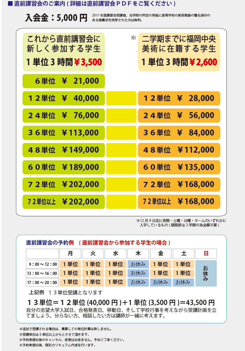 直前講習会のご案内(詳細は直前講習会ＰＤＦをご覧ください)