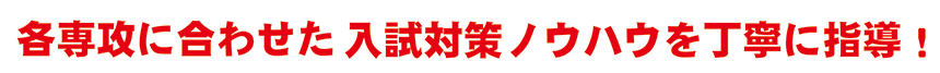 各専攻に合わせた入試対策ノウハウを丁寧に指導!