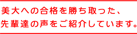 見事合格を勝ち取った、先輩達の声を紹介しています。